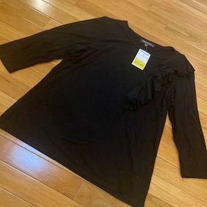 NWT Adrienne Vittadini petite large black ruffle top